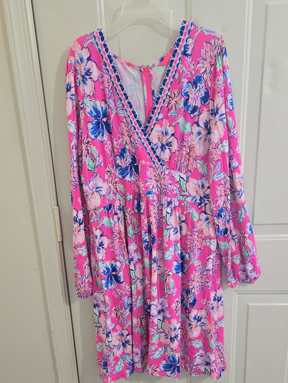 Lilly Pulitzer Carmella Dress Fit And Flare "Pink Isle/Last Bud Not Least" Sz 14